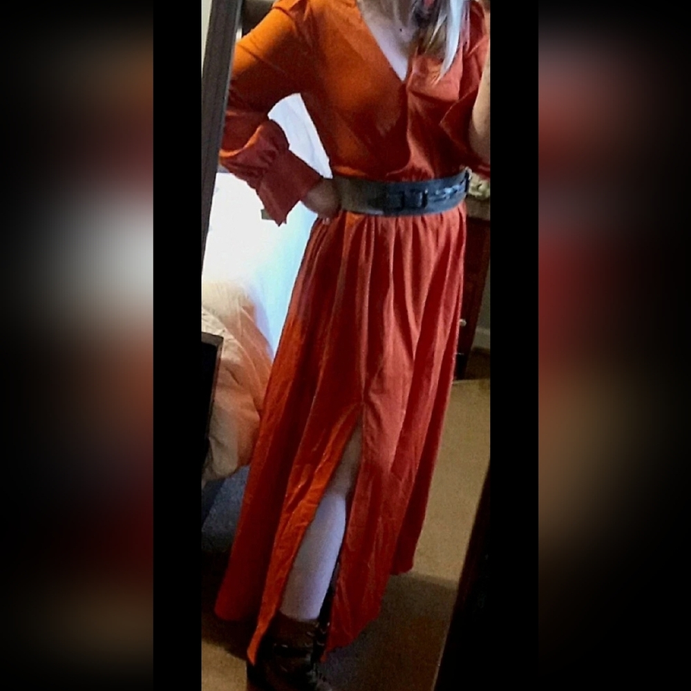 Orange Maxi Dress XS Fits Like S